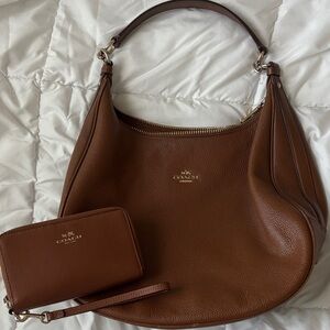Coach Tan Leather Hobo Bag Bundle with Matching Wallet